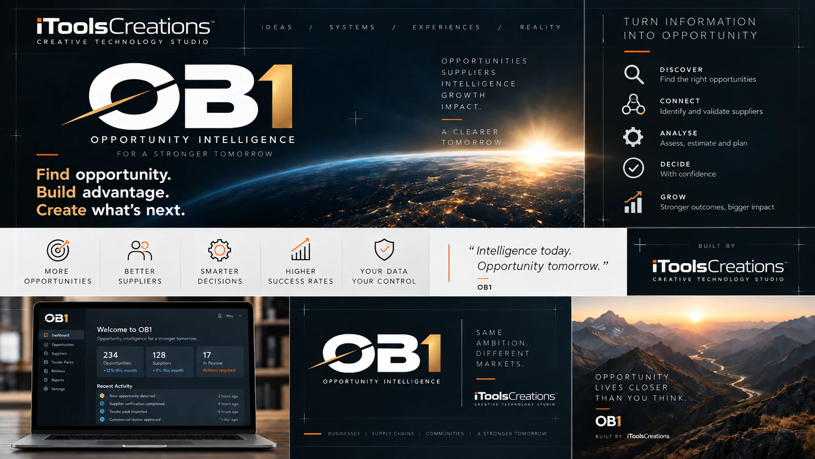 OB1 Opportunity Intelligence software and interface visual