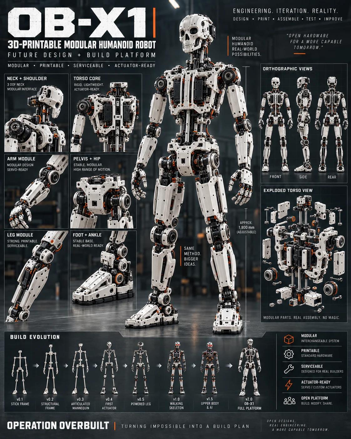 OB X1 modular humanoid robot concept and development system